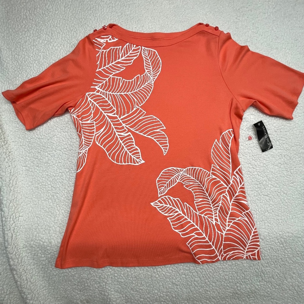 Embroidered 1X Kim Rogers, Orange Top